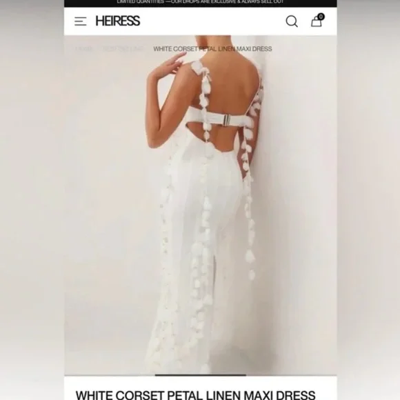 White Corset Petal Linen Maxi Dress
